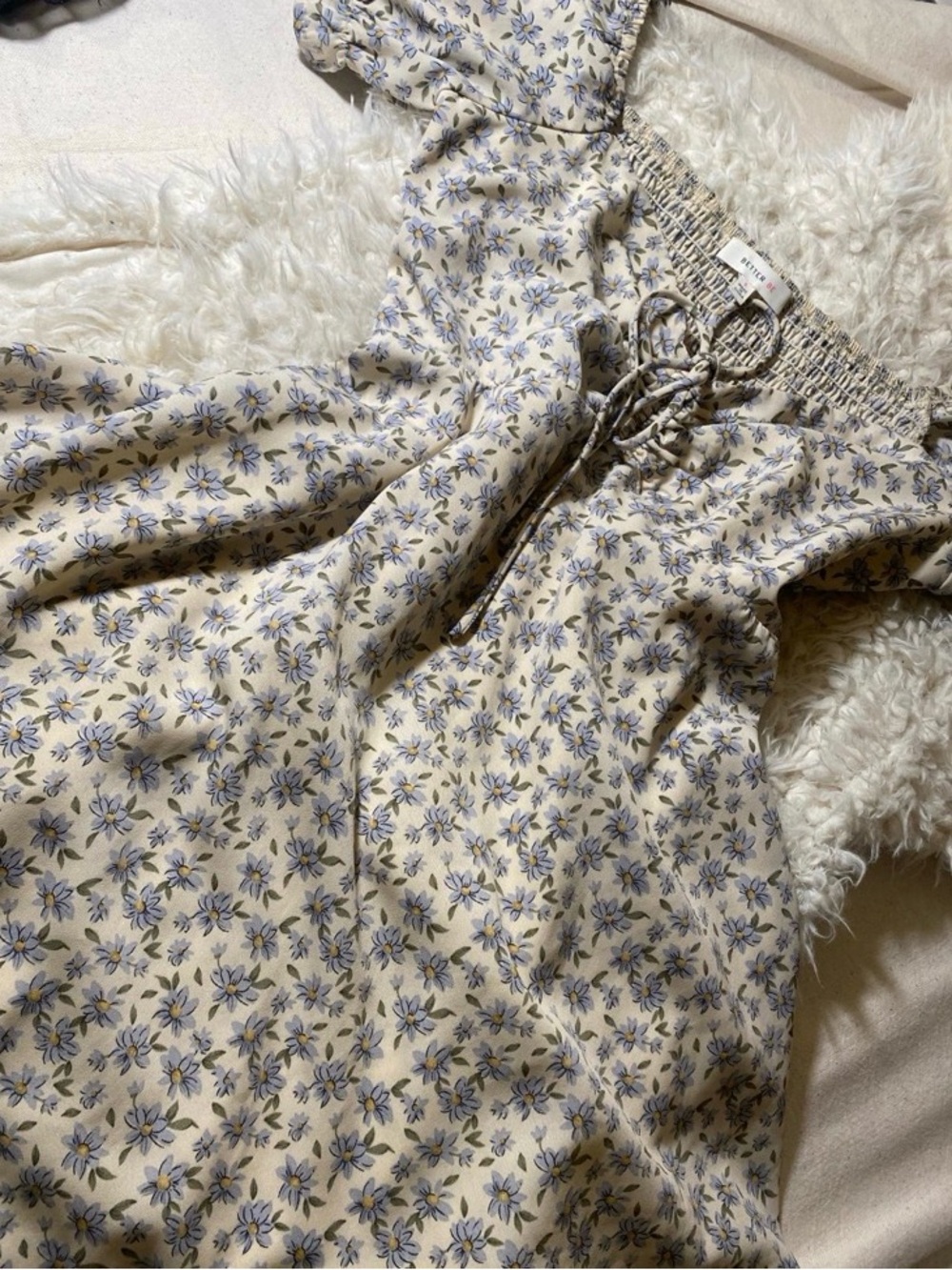 Better Be Cream Floral Lace-Up Square-Neck Mini Dress - Picture 4 of 9